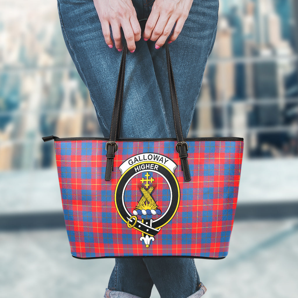 galloway-red-tartan-leather-tote-bag-with-family-crest