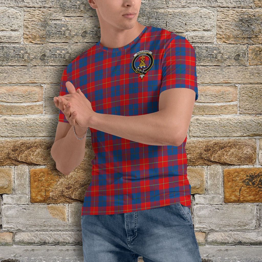 Galloway Red Tartan T-Shirt with Family Crest - Tartan Vibes Clothing