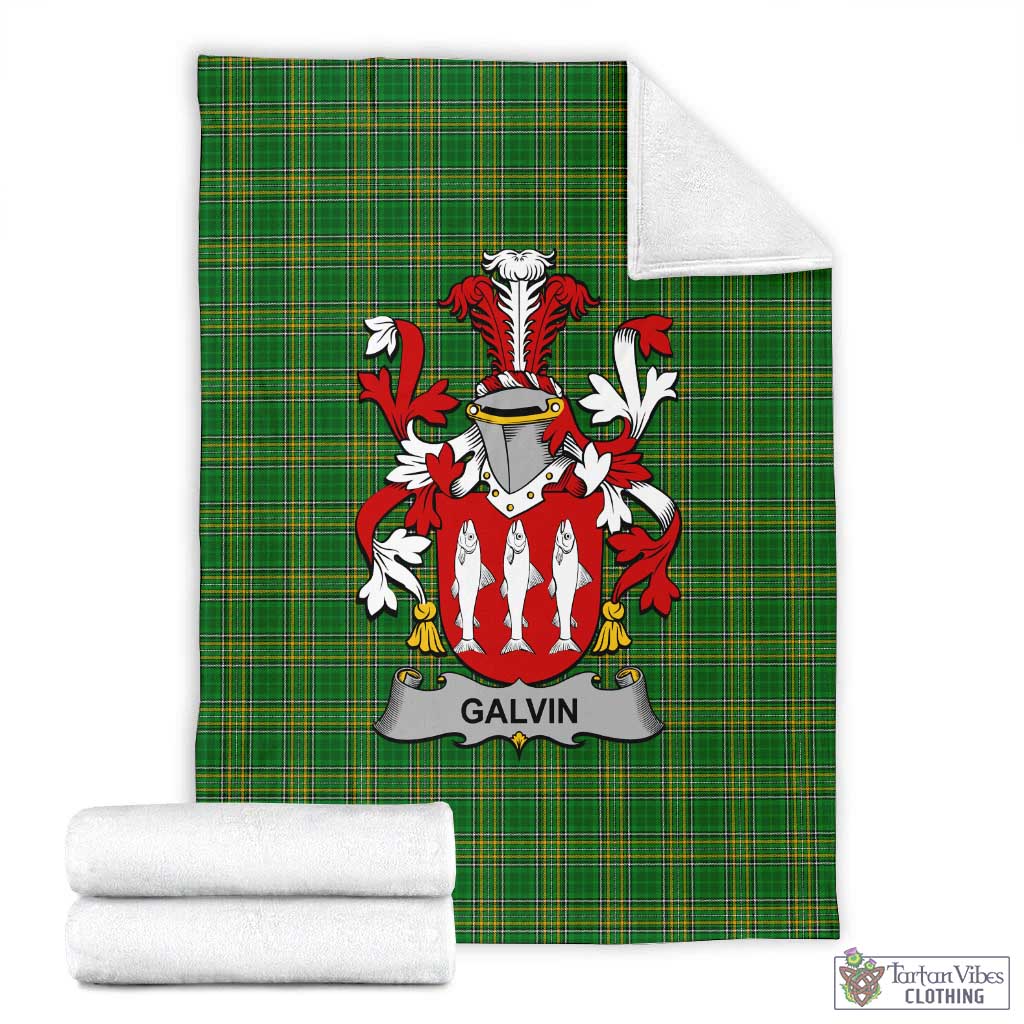 Galvin Irish Clan Tartan Blanket with Coat of Arms X-Large 59 x 79 inches 150 x 200 cm - Tartan Vibes Clothing