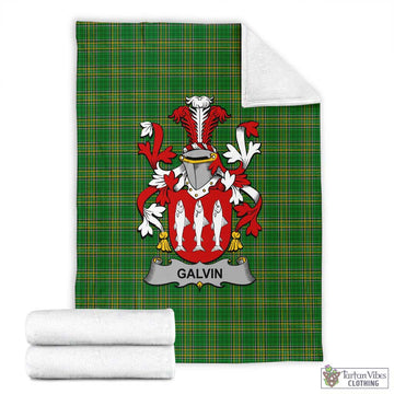 Galvin Irish Clan Tartan Blanket with Coat of Arms X-Large 59 x 79 inches 150 x 200 cm - Tartan Vibes Clothing