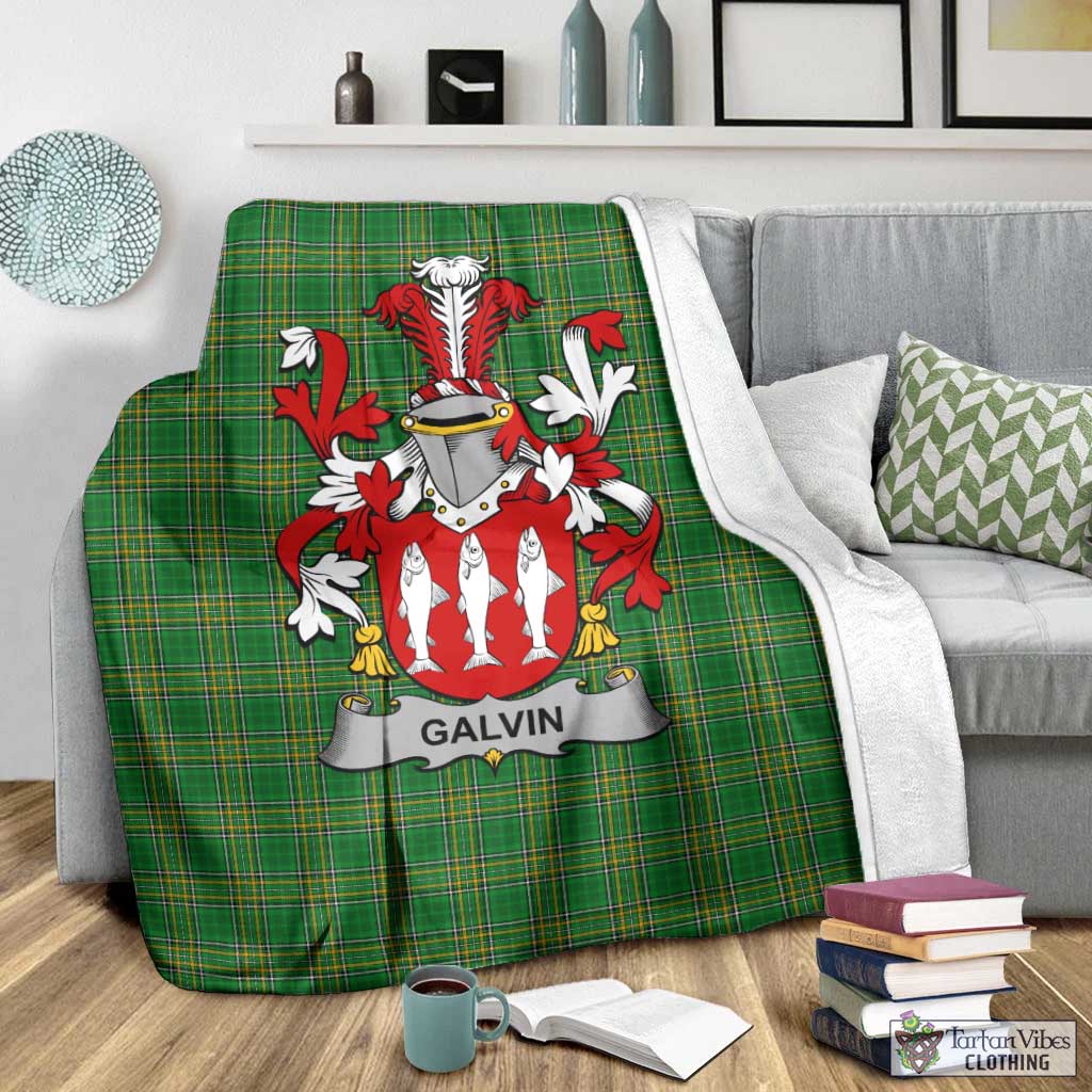 Galvin Irish Clan Tartan Blanket with Coat of Arms - Tartan Vibes Clothing