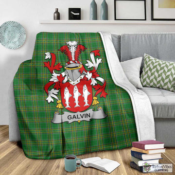 Galvin Irish Clan Tartan Blanket with Coat of Arms - Tartan Vibes Clothing