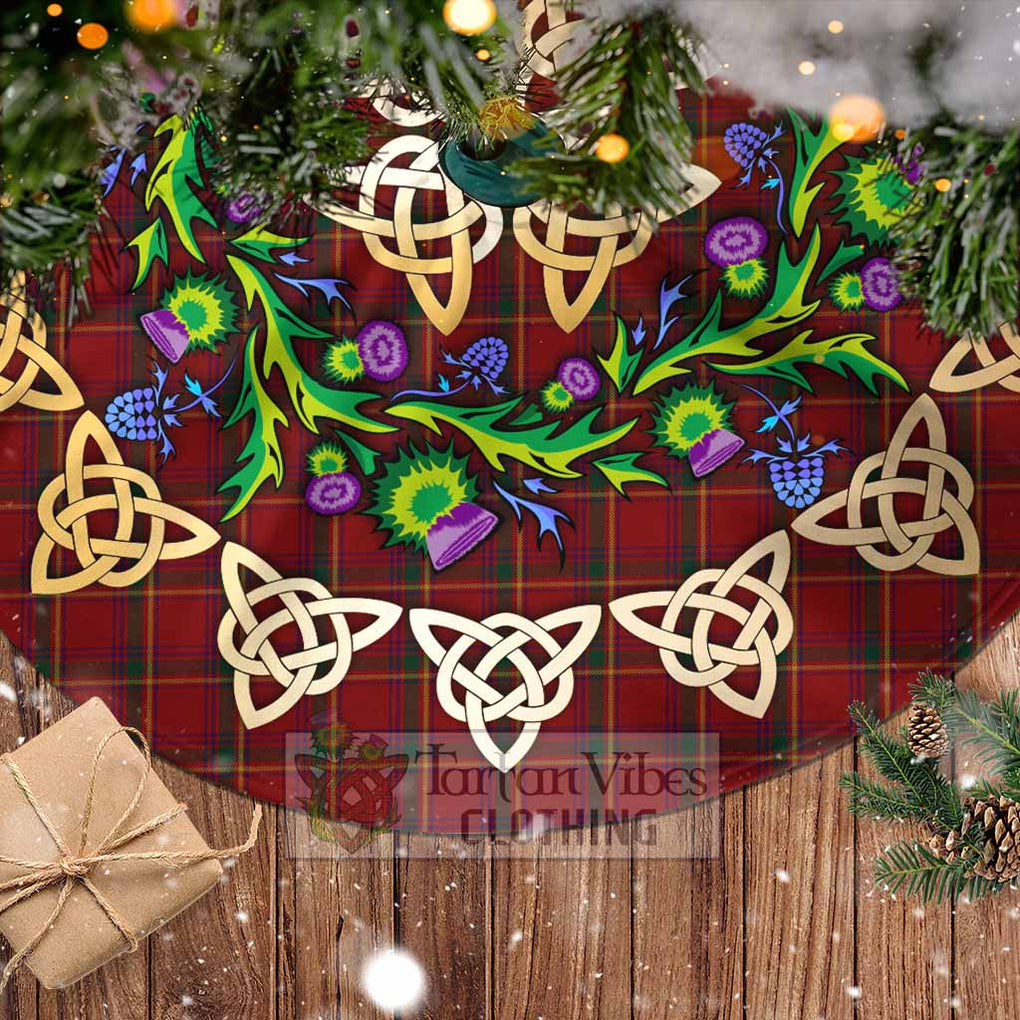 Tartan Vibes Clothing Galway County Ireland Tartan Christmas Tree Skirt with Thistle Celtic Knot Style