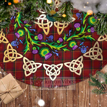 Galway County Ireland Tartan Christmas Tree Skirt with Thistle Celtic Knot Style