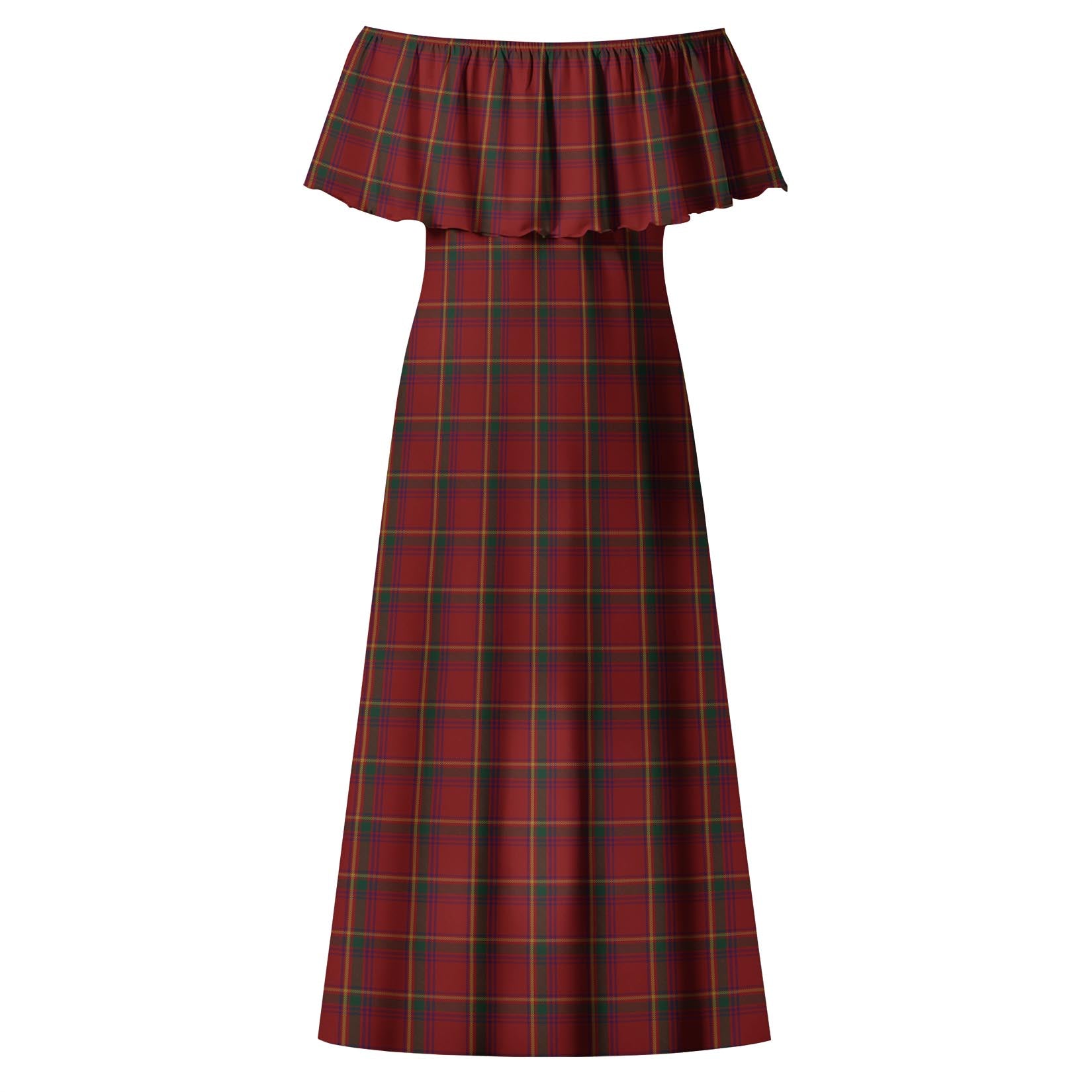 Galway County Ireland Tartan Off Shoulder Long Dress - Tartanvibesclothing