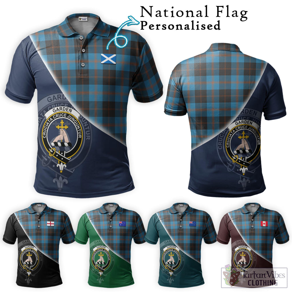 Garden (Gardyne) Tartan Polo Shirt with Personalised National Flag and Family Crest Half Style Maroon - Tartanvibesclothing Shop