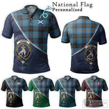 Garden (Gardyne) Tartan Polo Shirt with Personalised National Flag and Family Crest Half Style