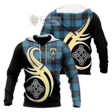 Garden Tartan Knitted Hoodie with Family Crest and Celtic Symbol Style