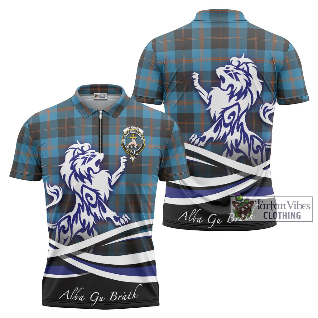 Garden (Gardyne) Tartan Zipper Polo Shirt with Alba Gu Brath Regal Lion Emblem Unisex - Tartanvibesclothing Shop