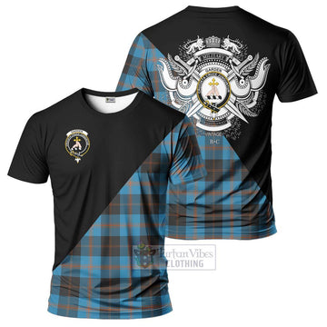 Garden (Gardyne) Tartan T-Shirt with Family Crest and Military Logo Style