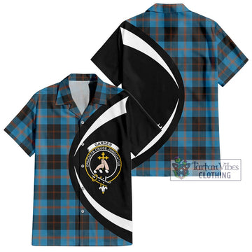 Garden (Gardyne) Tartan Short Sleeve Button Up with Family Crest Circle Style