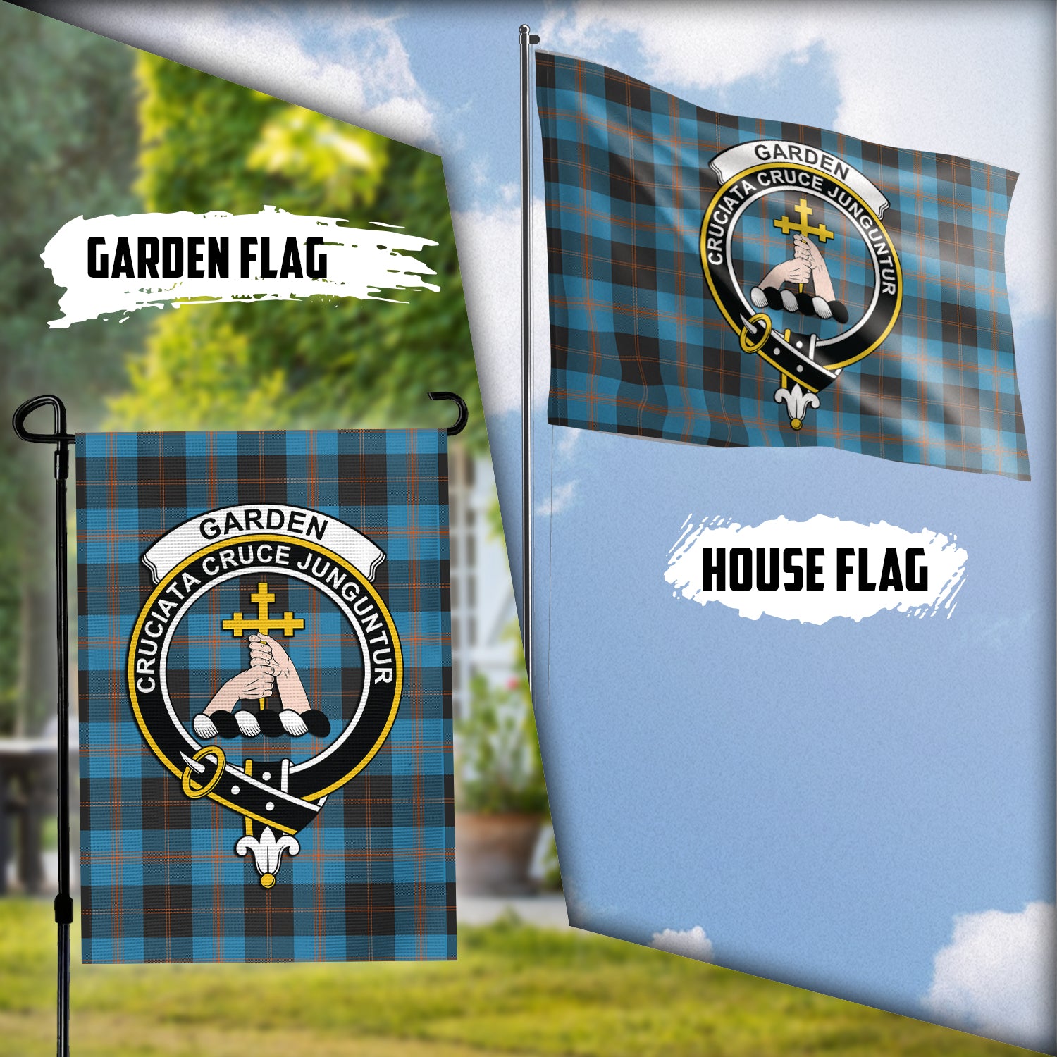 Garden (Gardyne) Tartan Flag with Family Crest Garden Flag (Vertical) - Tartan Vibes Clothing