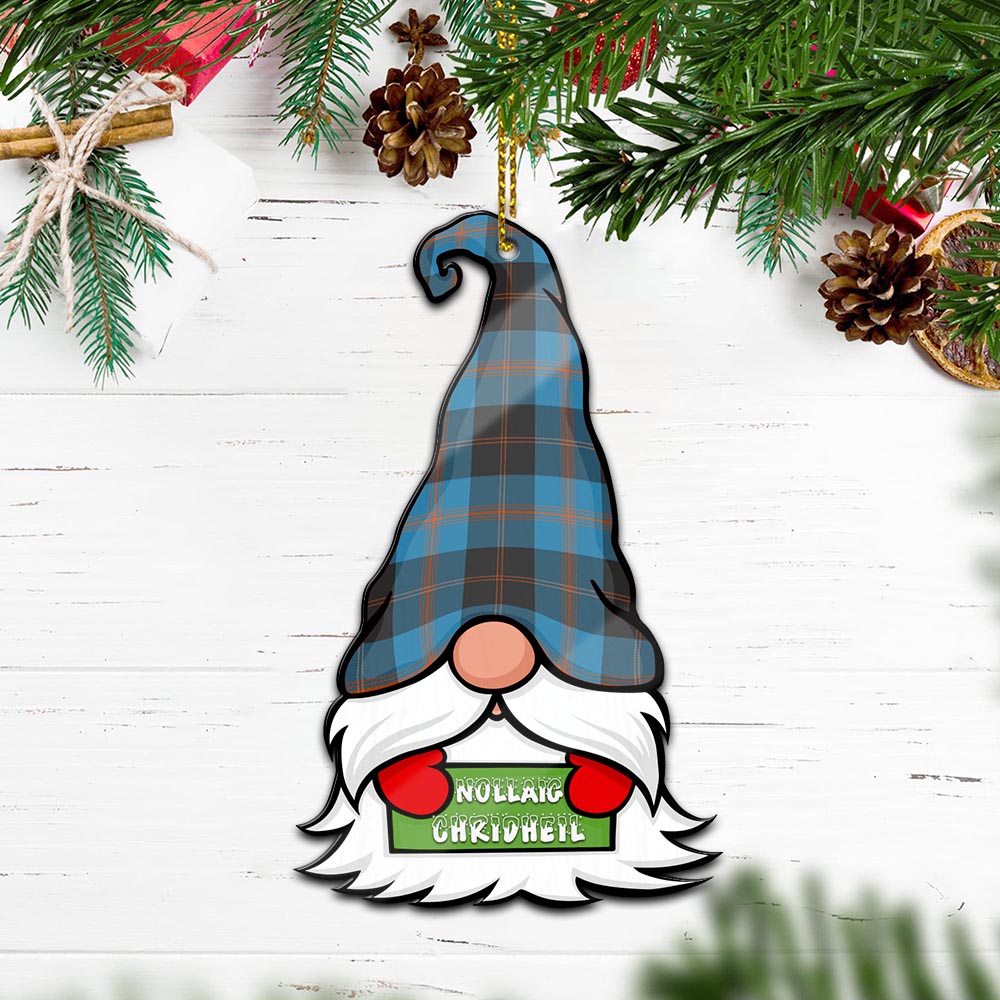 Garden Gnome Christmas Ornament with His Tartan Christmas Hat Wood Ornament - Tartanvibesclothing