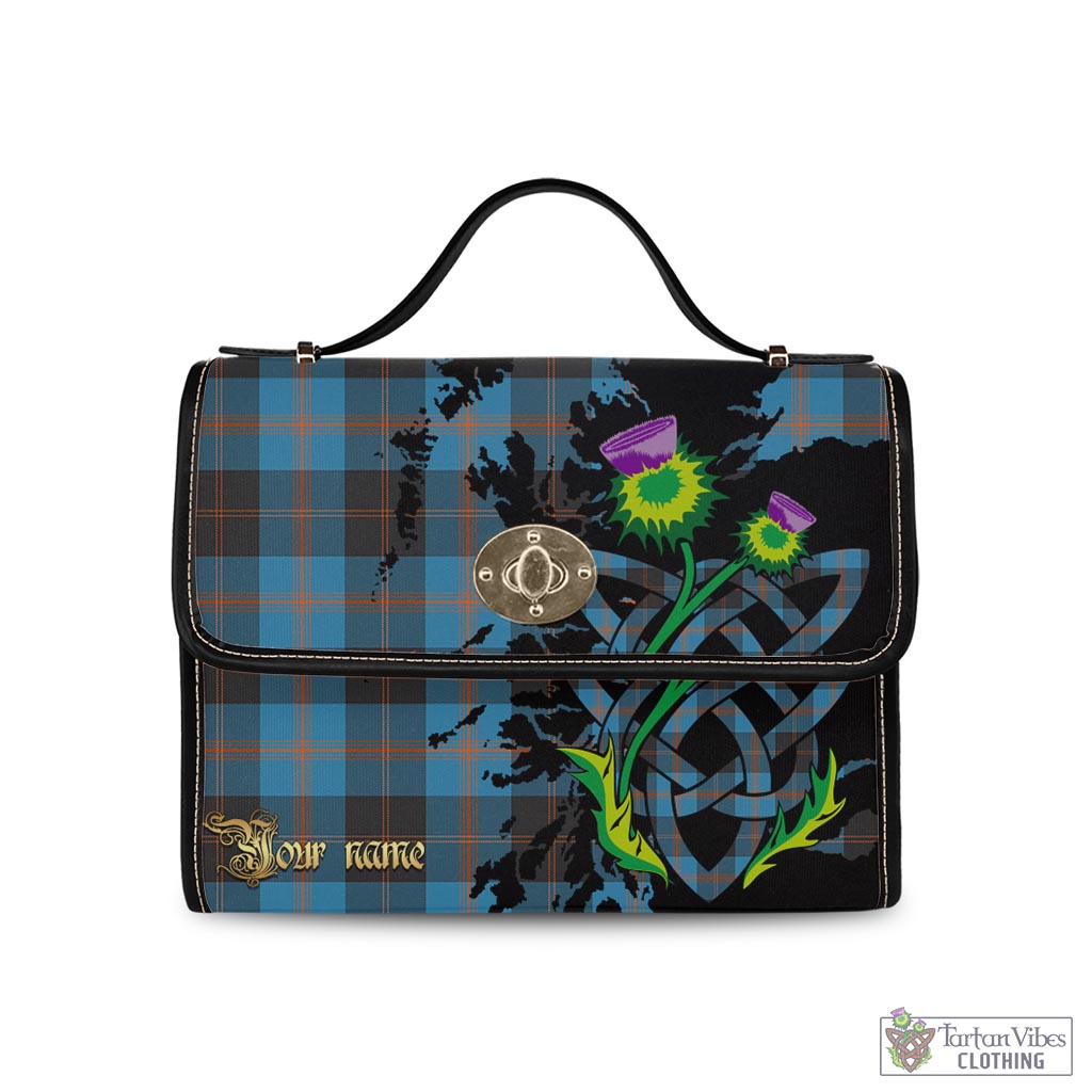 Tartan Vibes Clothing Garden Tartan Waterproof Canvas Bag with Scotland Map and Thistle Celtic Accents