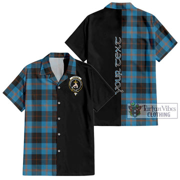 Garden (Gardyne) Tartan Short Sleeve Button Shirt with Family Crest and Half Of Me Style