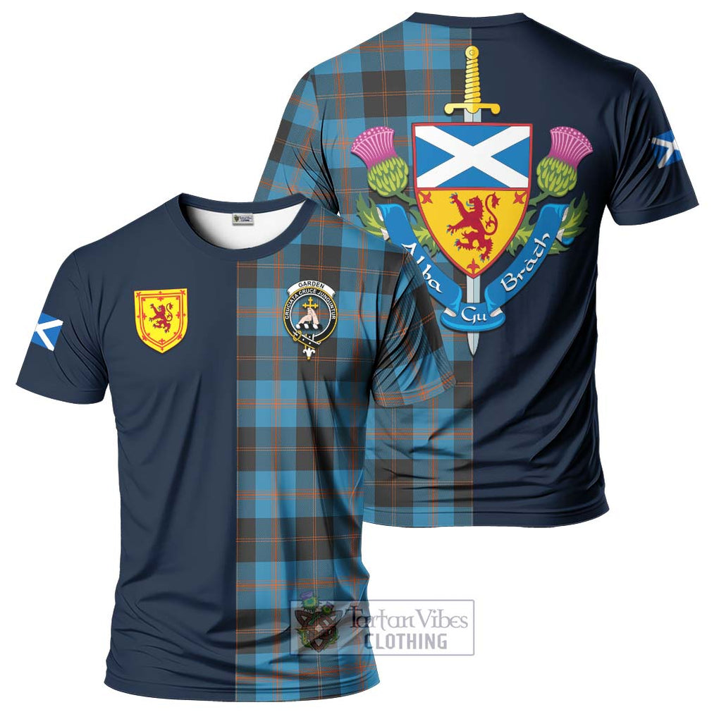 Tartan Vibes Clothing Garden Tartan T-Shirt Alba with Scottish Lion Royal Arm Half Style