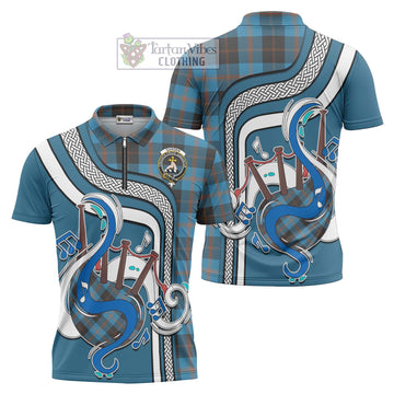 Garden (Gardyne) Tartan Zipper Polo Shirt with Epic Bagpipe Style