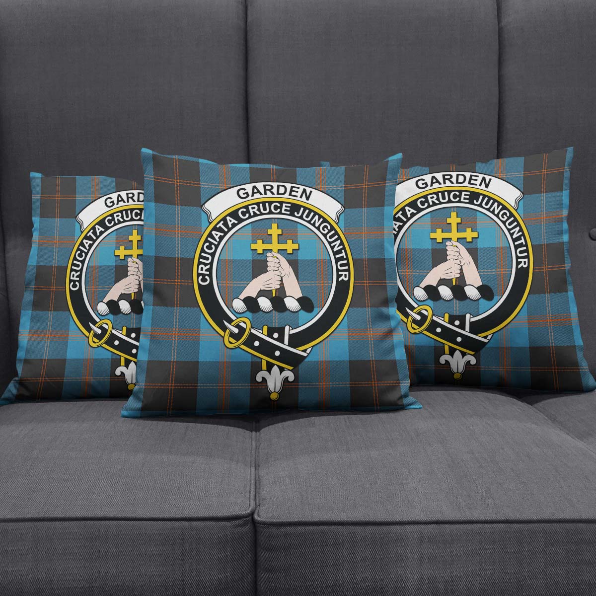 Garden Tartan Pillow Cover with Family Crest Square Pillow Cover - Tartanvibesclothing