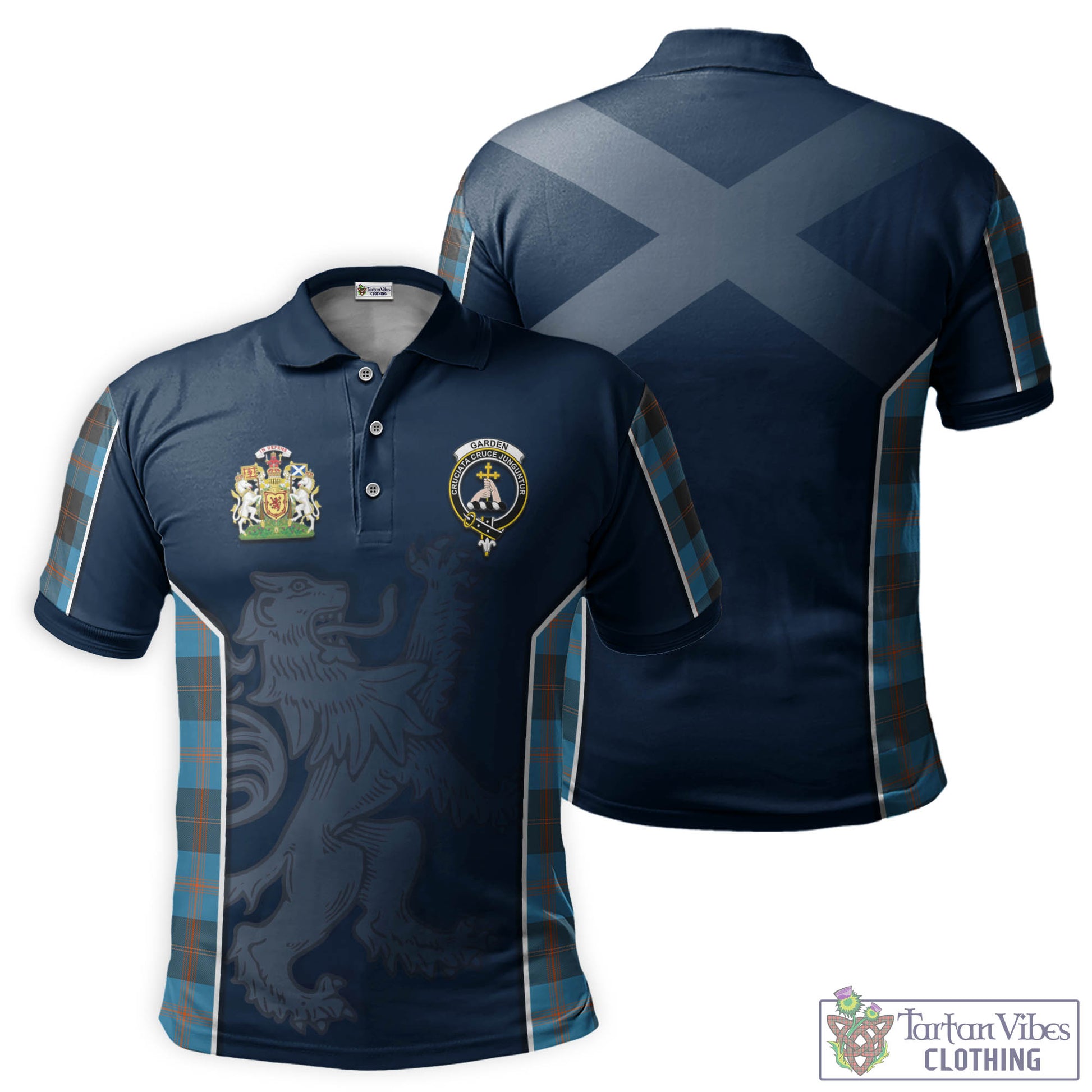 Tartan Vibes Clothing Garden Tartan Men's Polo Shirt with Family Crest and Lion Rampant Vibes Sport Style