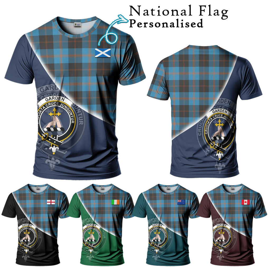 Garden (Gardyne) Tartan T-Shirt with Personalised National Flag and Family Crest Half Style Kid's Shirt - Tartanvibesclothing Shop