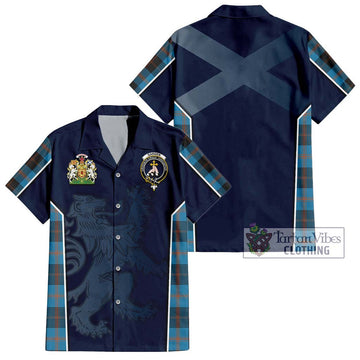 Garden (Gardyne) Tartan Short Sleeve Button Shirt with Family Crest and Lion Rampant Vibes Sport Style