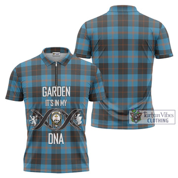 Garden (Gardyne) Tartan Zipper Polo Shirt with Family Crest DNA In Me Style