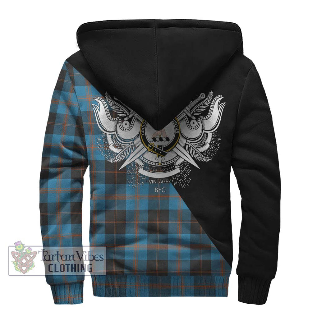 Garden (Gardyne) Tartan Sherpa Hoodie with Family Crest and Military Logo Style - Tartanvibesclothing Shop