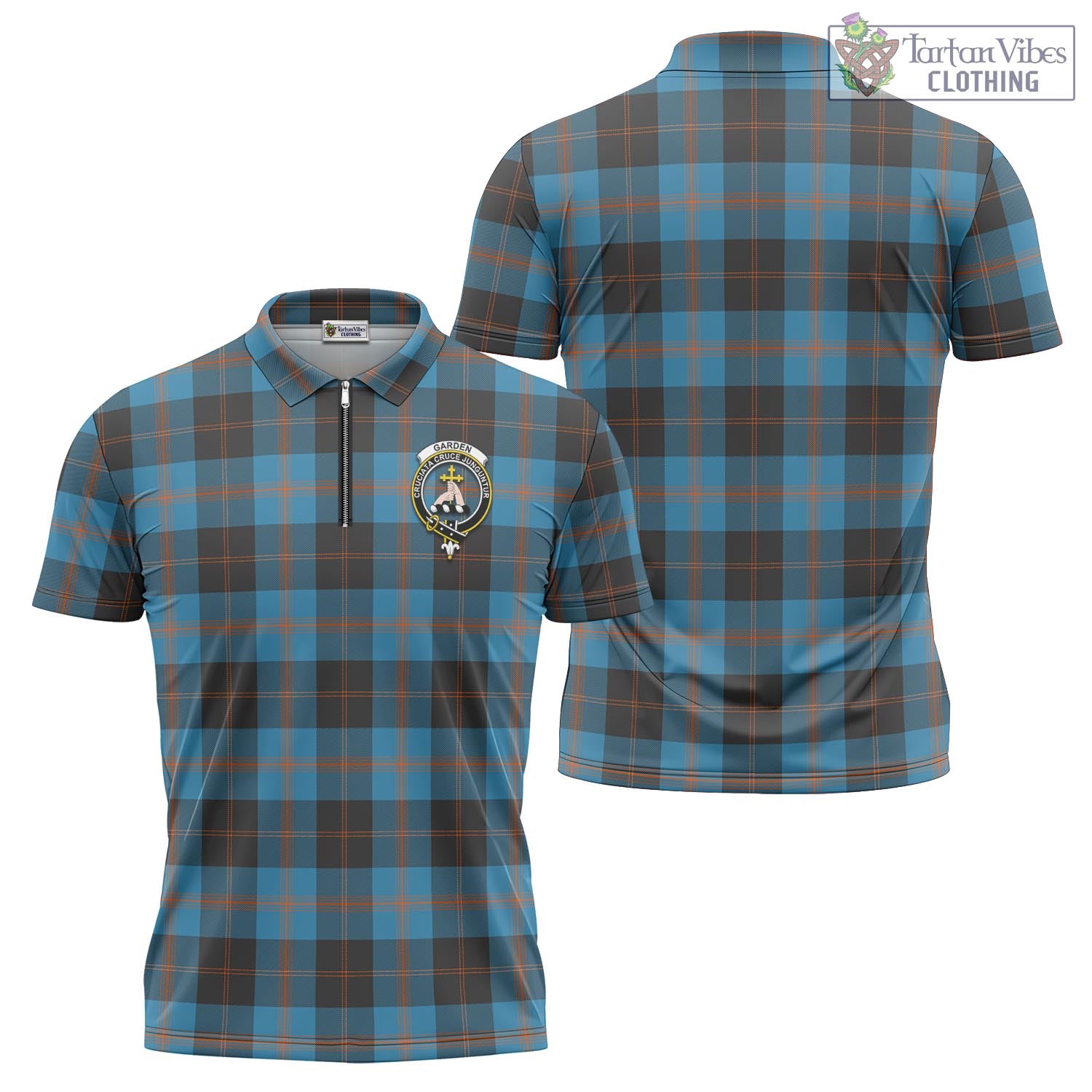 Tartan Vibes Clothing Garden Tartan Zipper Polo Shirt with Family Crest