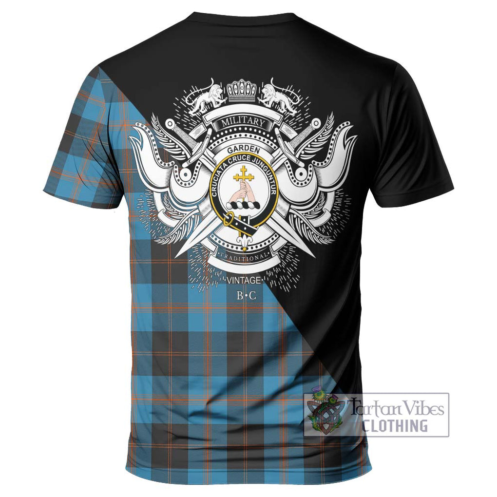 Garden (Gardyne) Tartan T-Shirt with Family Crest and Military Logo Style - Tartanvibesclothing Shop