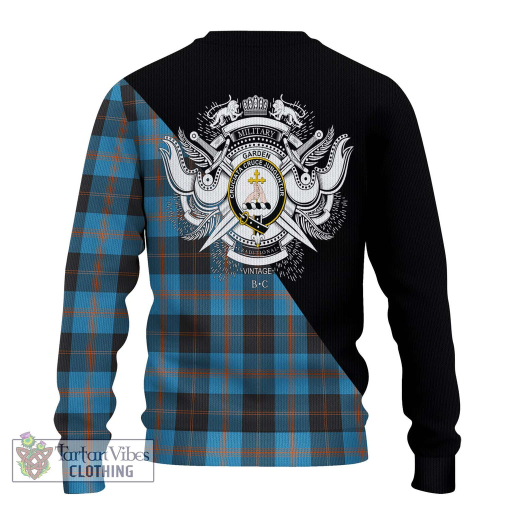 Garden (Gardyne) Tartan Knitted Sweater with Family Crest and Military Logo Style - Tartanvibesclothing Shop