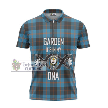 Garden (Gardyne) Tartan Zipper Polo Shirt with Family Crest DNA In Me Style