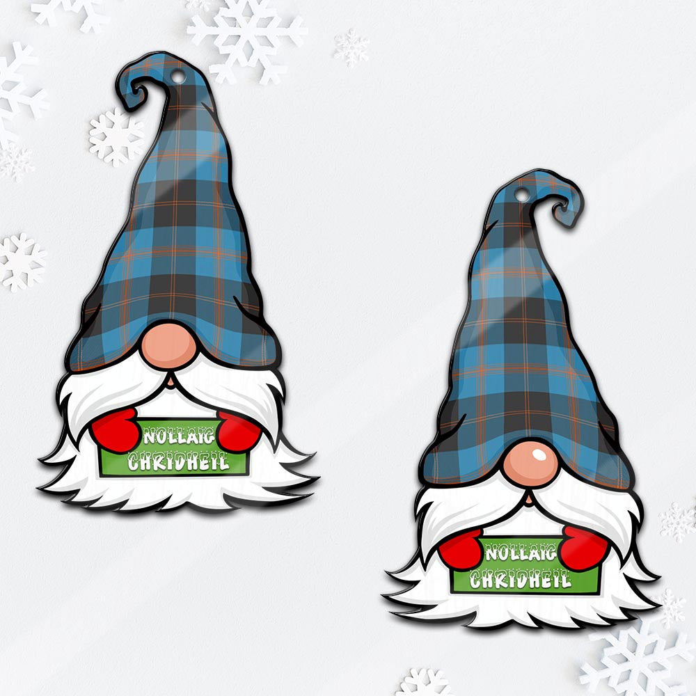 Garden Gnome Christmas Ornament with His Tartan Christmas Hat Mica Ornament - Tartanvibesclothing