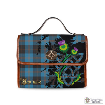 Garden (Gardyne) Tartan Waterproof Canvas Bag with Scotland Map and Thistle Celtic Accents