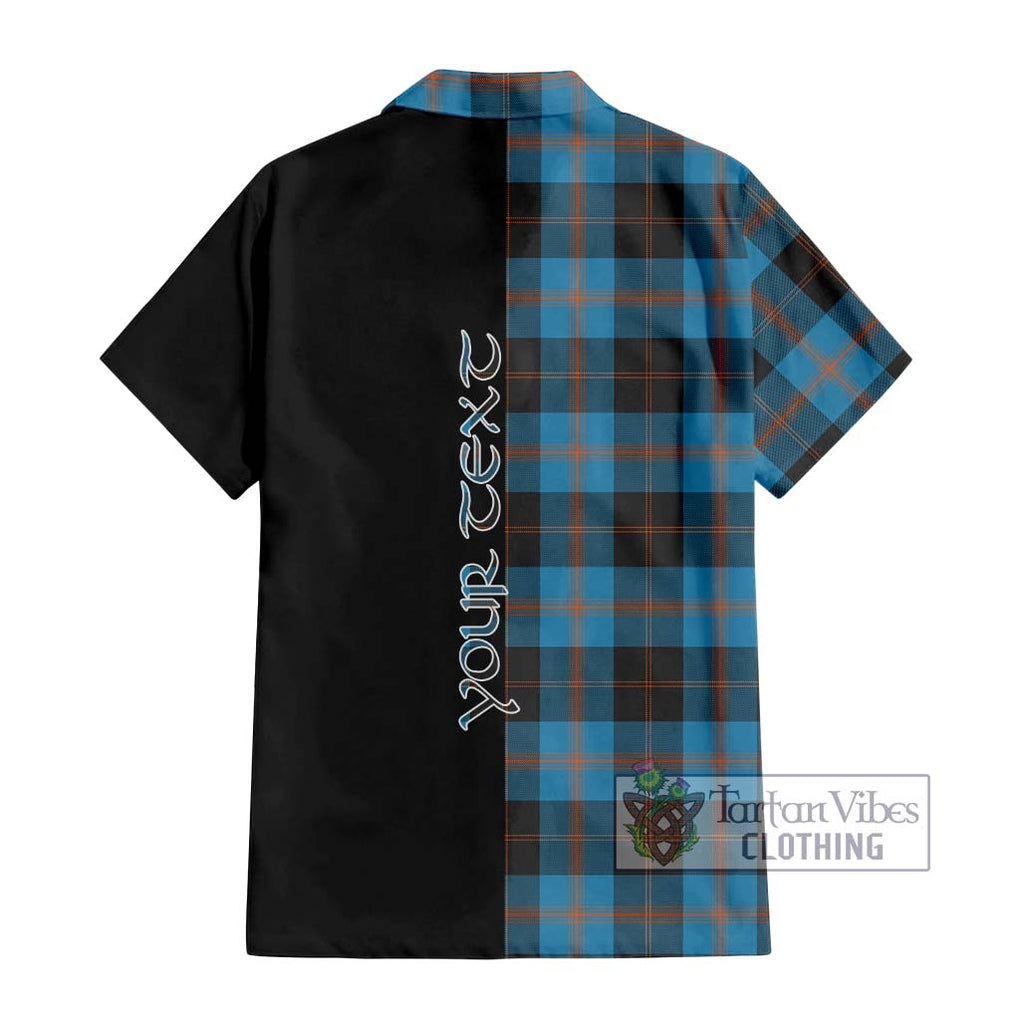 Garden (Gardyne) Tartan Short Sleeve Button Shirt with Family Crest and Half Of Me Style - Tartanvibesclothing Shop