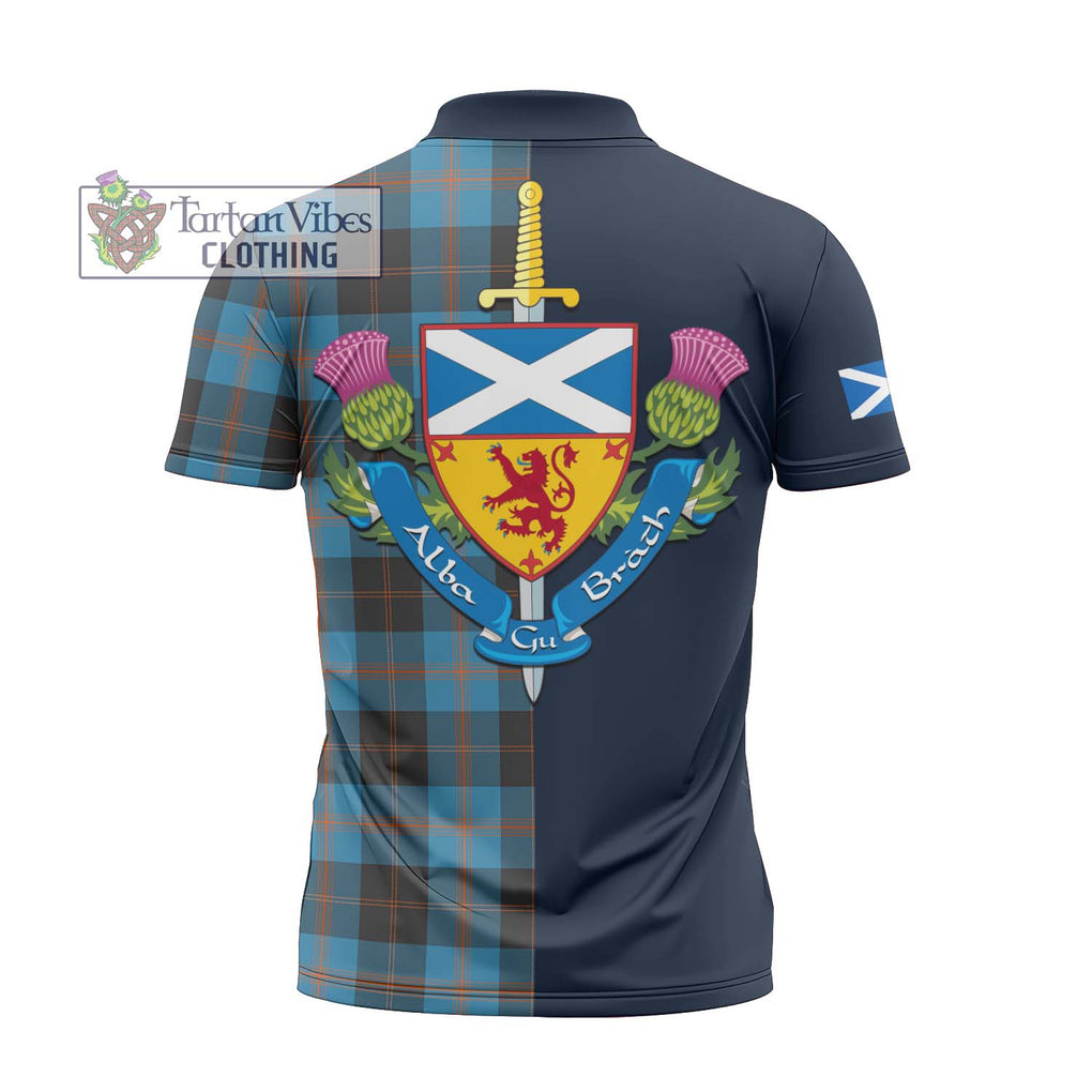 Tartan Vibes Clothing Garden Tartan Zipper Polo Shirt with Scottish Lion Royal Arm Half Style