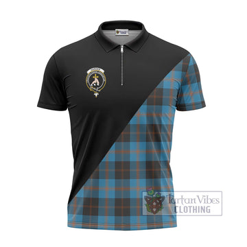 Garden (Gardyne) Tartan Zipper Polo Shirt with Family Crest and Military Logo Style