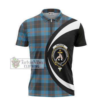 Garden (Gardyne) Tartan Zipper Polo Shirt with Family Crest Circle Style