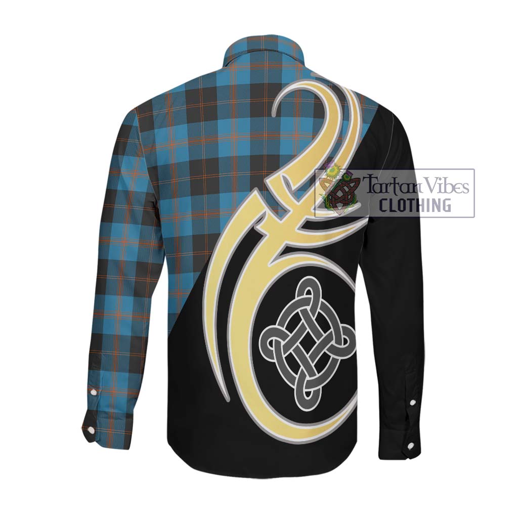 Garden (Gardyne) Tartan Long Sleeve Button Shirt with Family Crest and Celtic Symbol Style Men's Shirt - Tartan Vibes Clothing