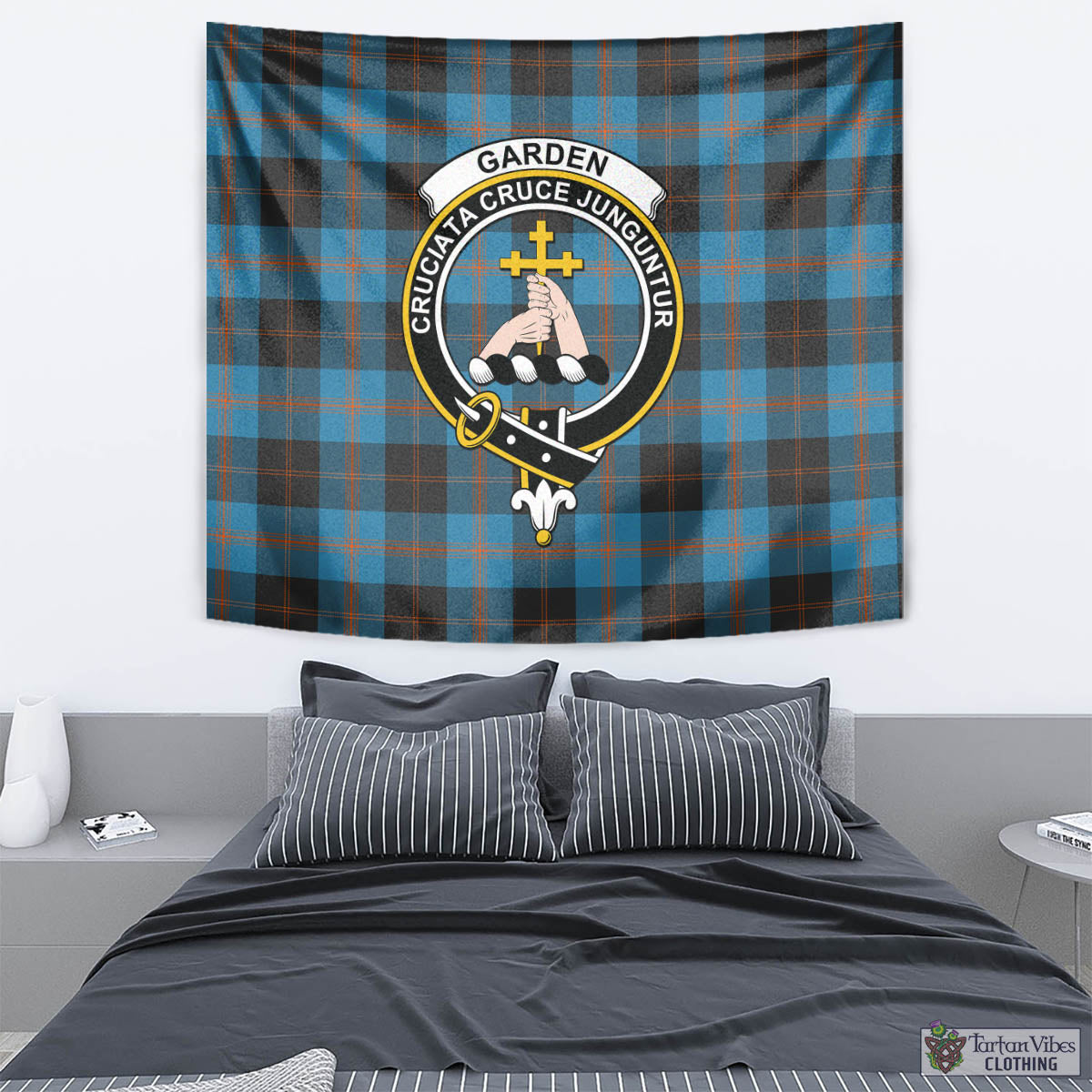 Tartan Vibes Clothing Garden Tartan Tapestry Wall Hanging and Home Decor for Room with Family Crest