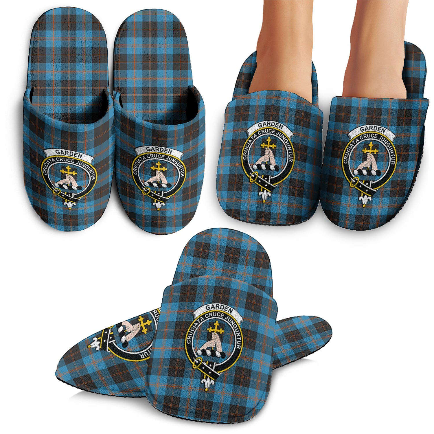 Garden Tartan Home Slippers with Family Crest - Tartanvibesclothing