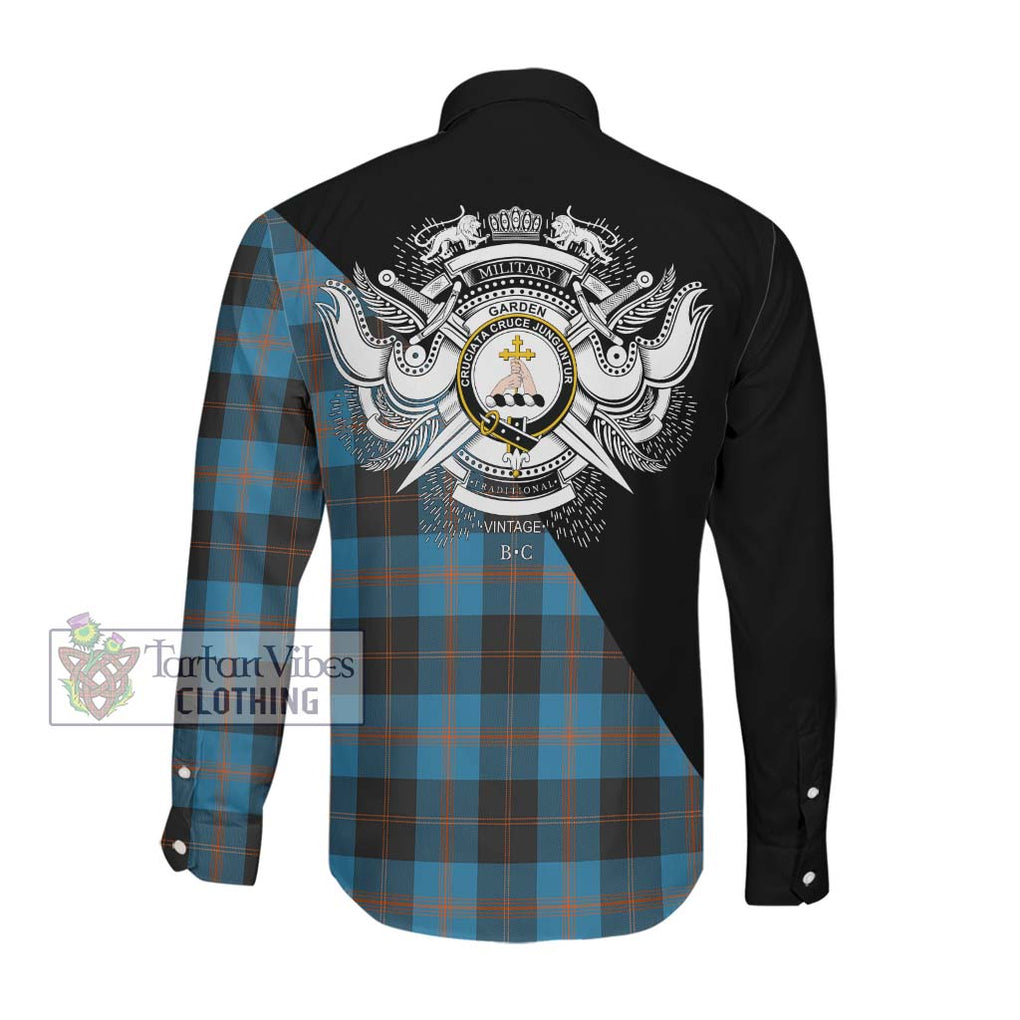 Garden (Gardyne) Tartan Long Sleeve Button Shirt with Family Crest and Military Logo Style Men's Shirt - Tartanvibesclothing Shop