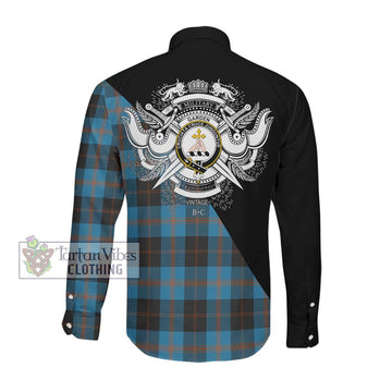 Garden (Gardyne) Tartan Long Sleeve Button Shirt with Family Crest and Military Logo Style