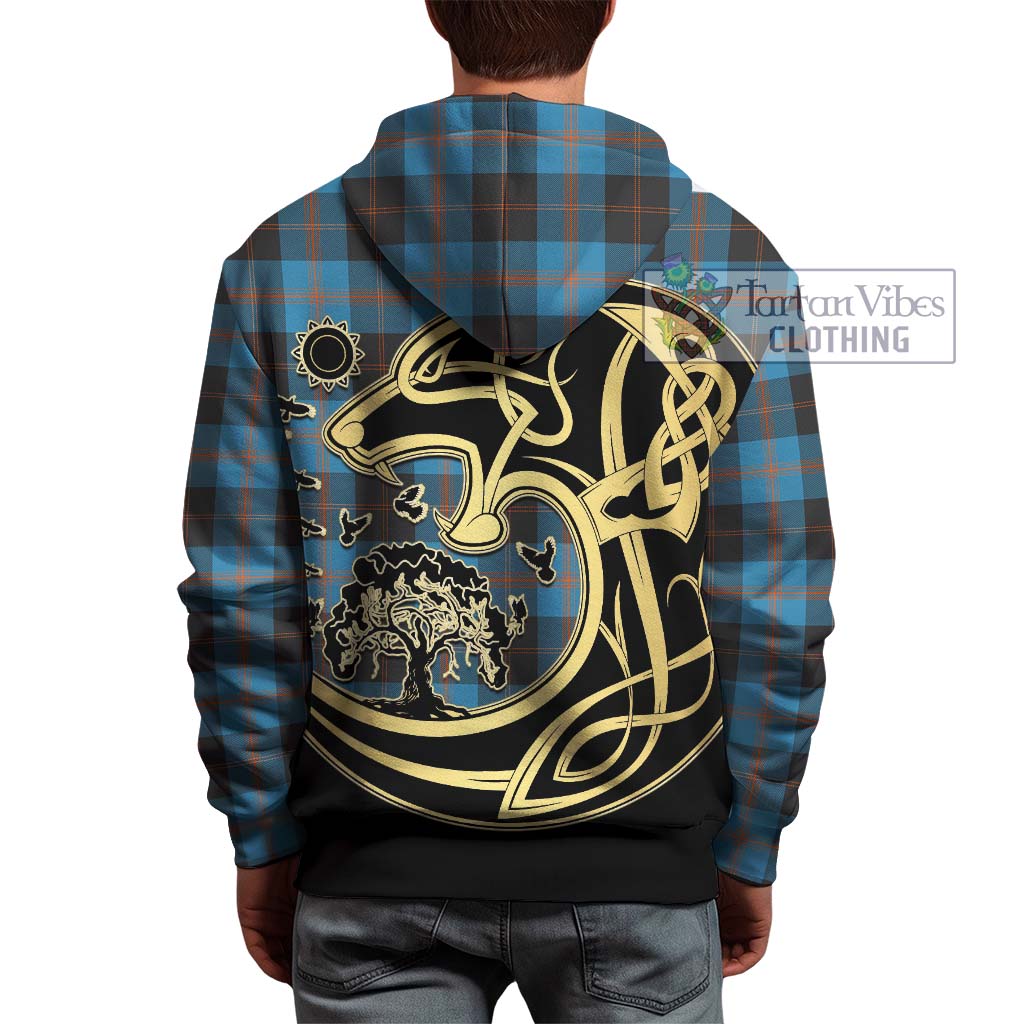 Tartan Vibes Clothing Garden Tartan Hoodie with Family Crest Celtic Wolf Style
