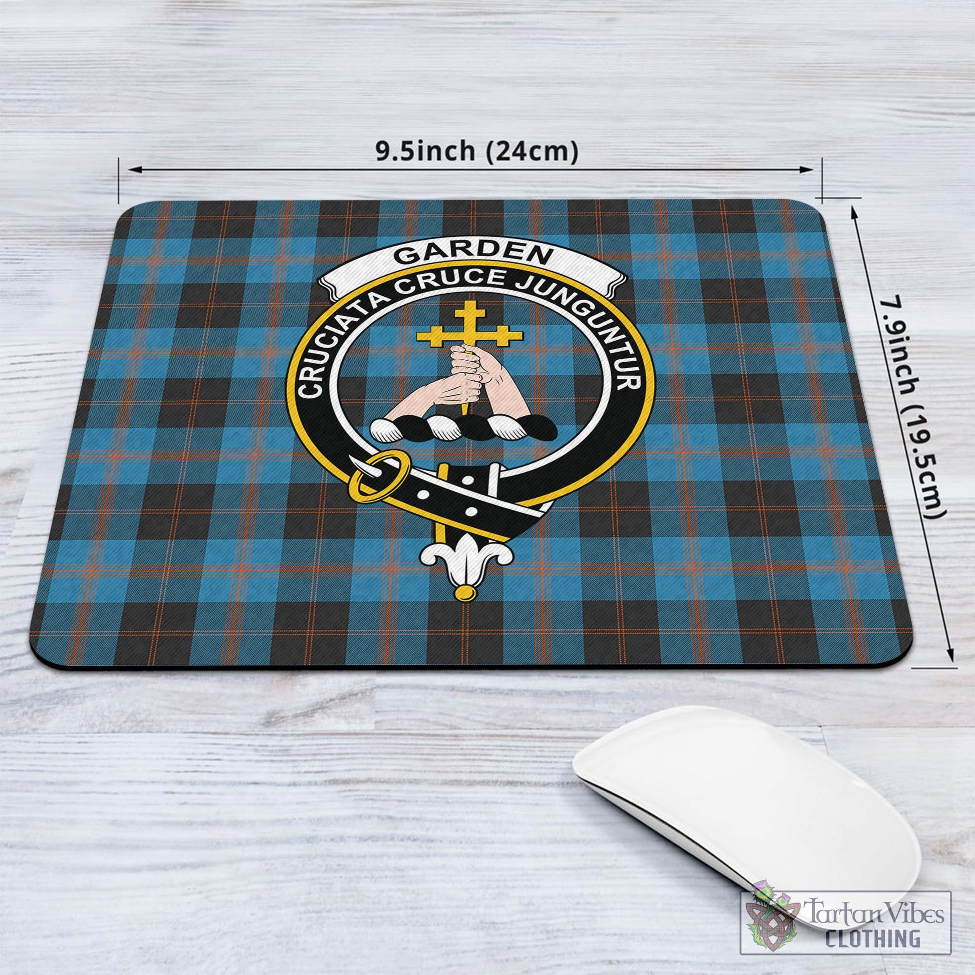 Tartan Vibes Clothing Garden Tartan Mouse Pad with Family Crest