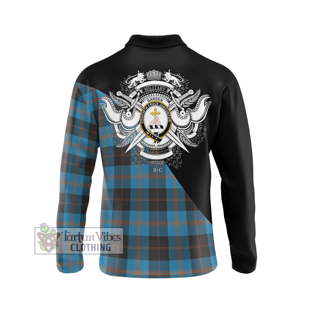 Garden (Gardyne) Tartan Long Sleeve Polo Shirt with Family Crest and Military Logo Style - Tartanvibesclothing Shop