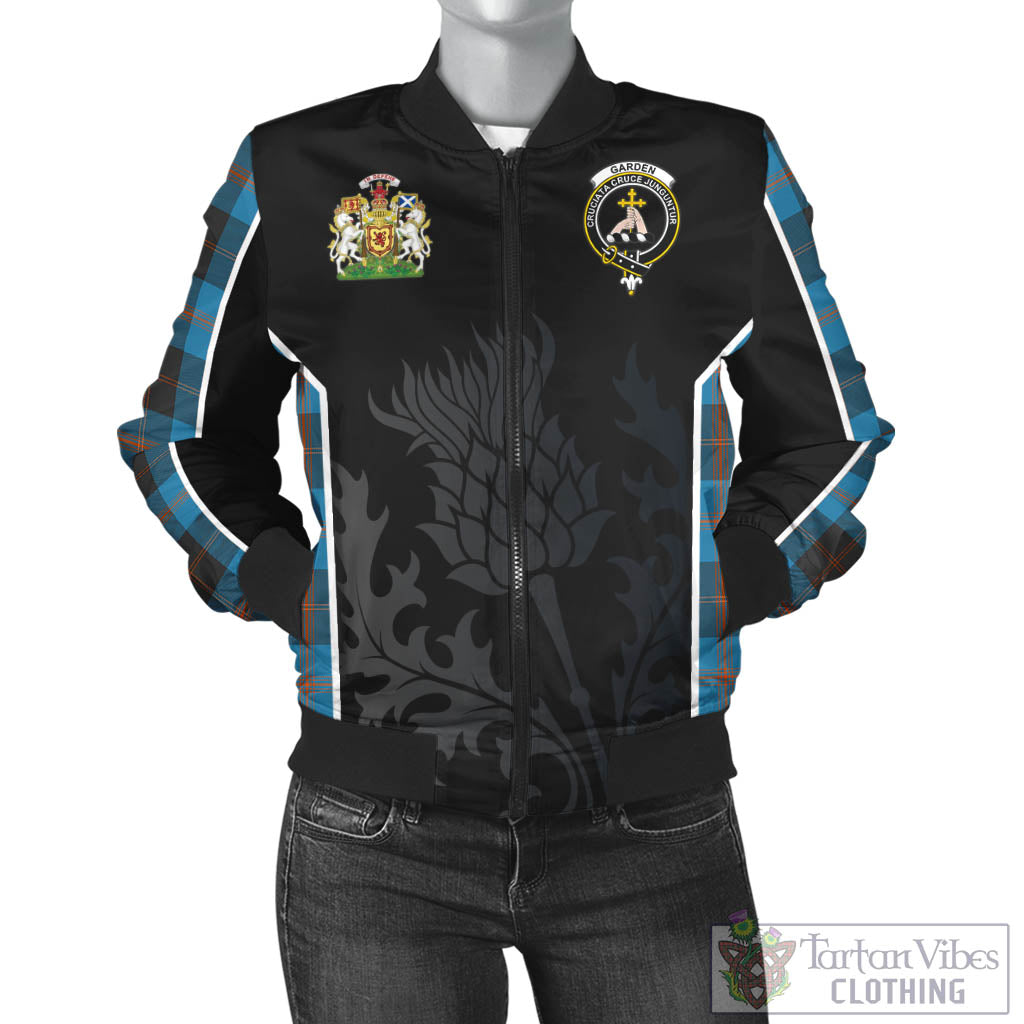 Tartan Vibes Clothing Garden Tartan Bomber Jacket with Family Crest and Scottish Thistle Vibes Sport Style