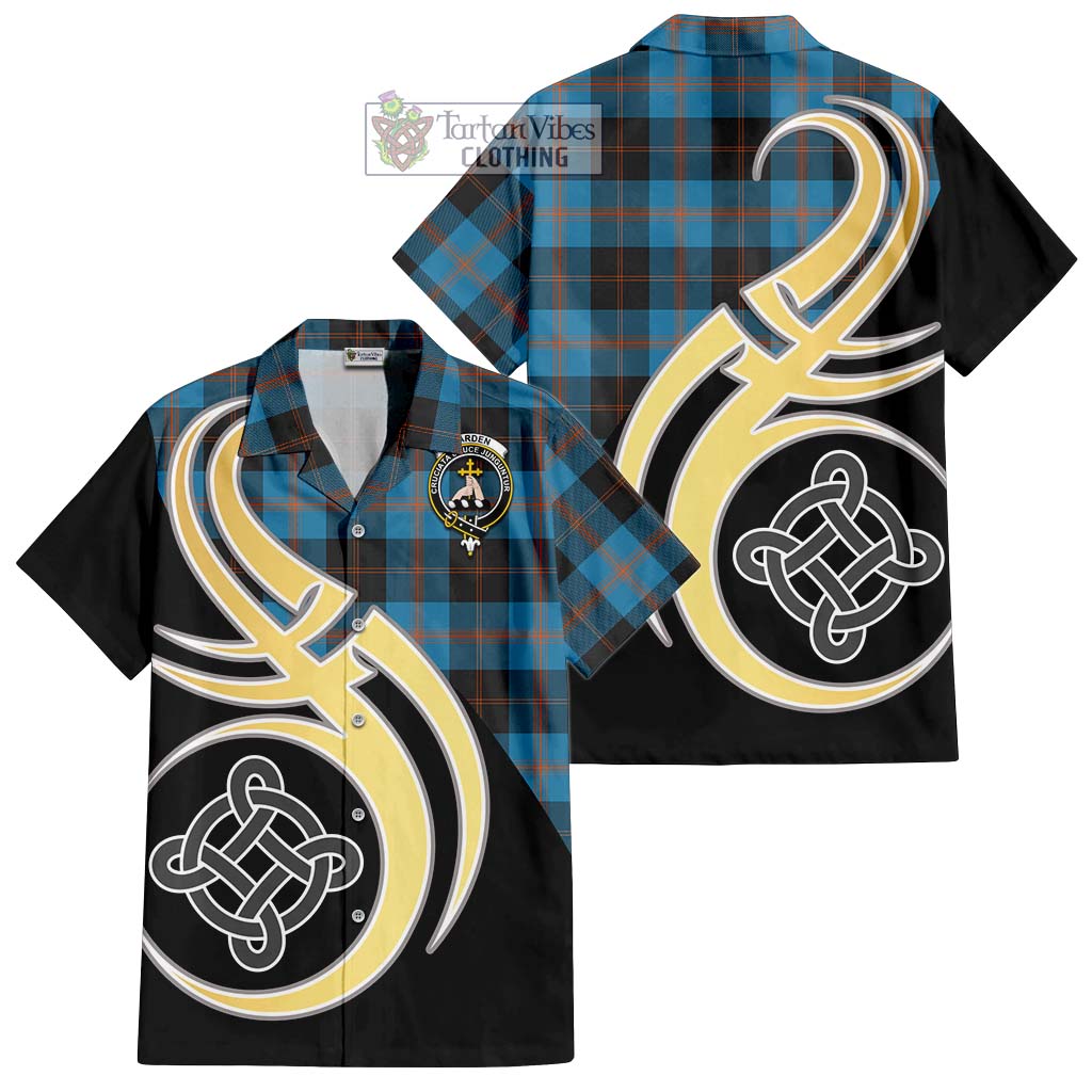 Garden (Gardyne) Tartan Short Sleeve Button Shirt with Family Crest and Celtic Symbol Style - Tartan Vibes Clothing