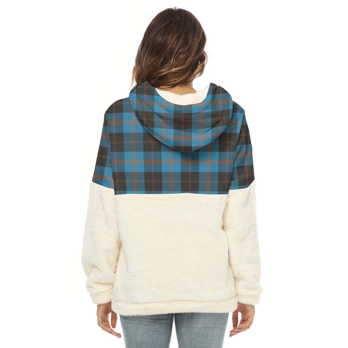 Garden (Gardyne) Tartan Women's Borg Fleece Hoodie With Half Zip - Tartan Vibes Clothing