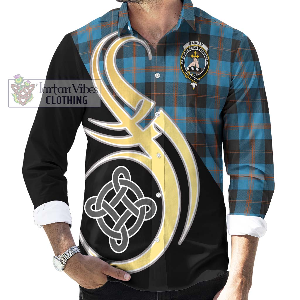 Garden (Gardyne) Tartan Long Sleeve Button Shirt with Family Crest and Celtic Symbol Style - Tartan Vibes Clothing