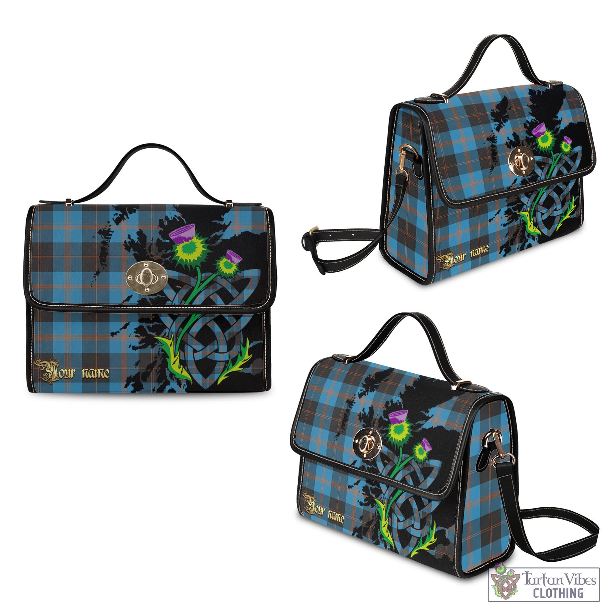 Tartan Vibes Clothing Garden Tartan Waterproof Canvas Bag with Scotland Map and Thistle Celtic Accents